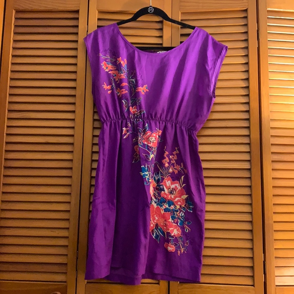 purple flower print dress